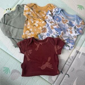 Baby Girls' Floral & Solid Long-Sleeve Onesies - Multi Color Pack NEWBORN size